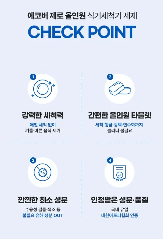 상품코드 : EC003 에코버 제로 올인원 식기세척기세제 무향 25개입