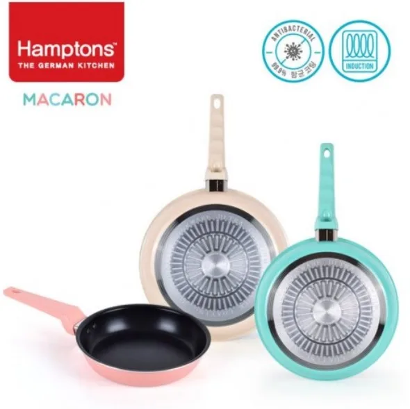 [햄튼] 99.9%항균 마카롱 IH후라이팬 3종세트(3P) 22CM(원형팬)+26CM(원형팬)+28CM(원형팬)