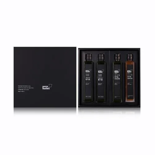 [쿠엔즈버킷] 참기름 x 들기름 x 간장 x 식초 200ml 4종세트 + 쇼핑백 (백화점 판매용)