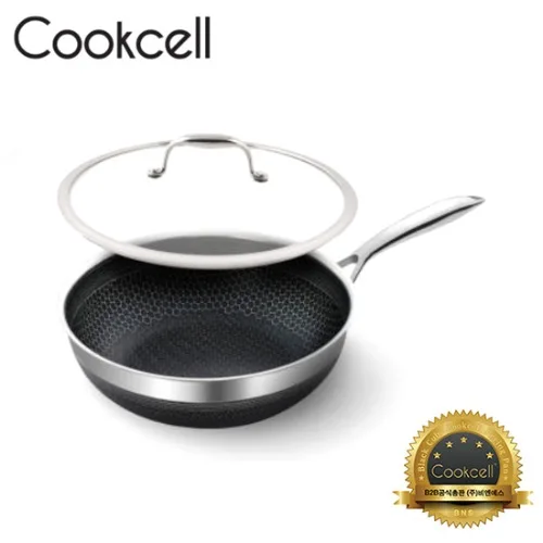 [쿡셀] 통3중 더블 세라믹 코팅 블랙에디션 IH 궁중팬 28cm + 유리뚜껑