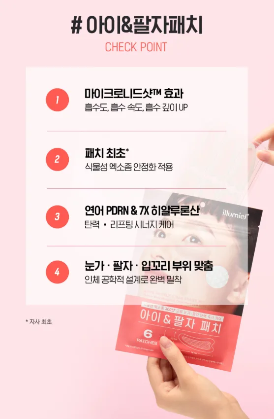 상품코드 : IML005 일루미엘 마이크로니드샷 즉각리프팅 아이&팔자 패치 6매