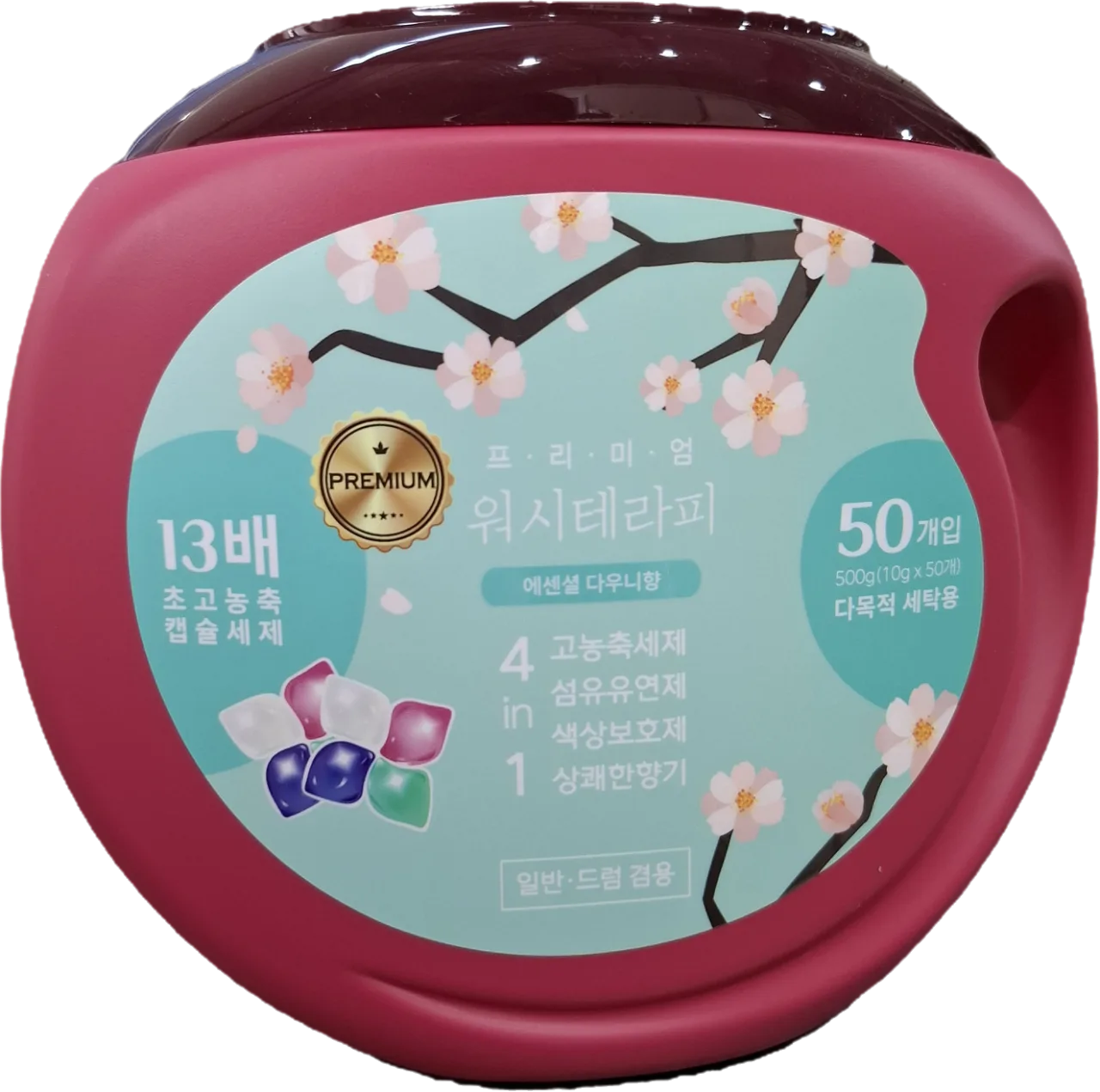 [워시테라피] 프리미엄 4in1 고농축 13배 캡슐세제 다우니향 (50개입) 카톤발주용