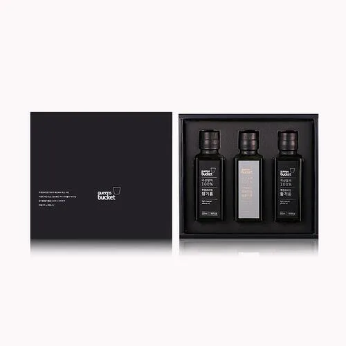 [쿠엔즈버킷] 참기름 x 들기름 x 생들기름 100ml 3종세트 + 쇼핑백 (백화점 판매용)