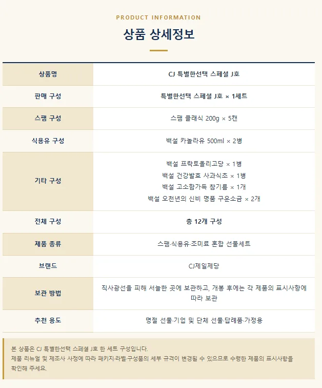 상품코드 : HAS081 CJ 스페셜 J호 선물세트