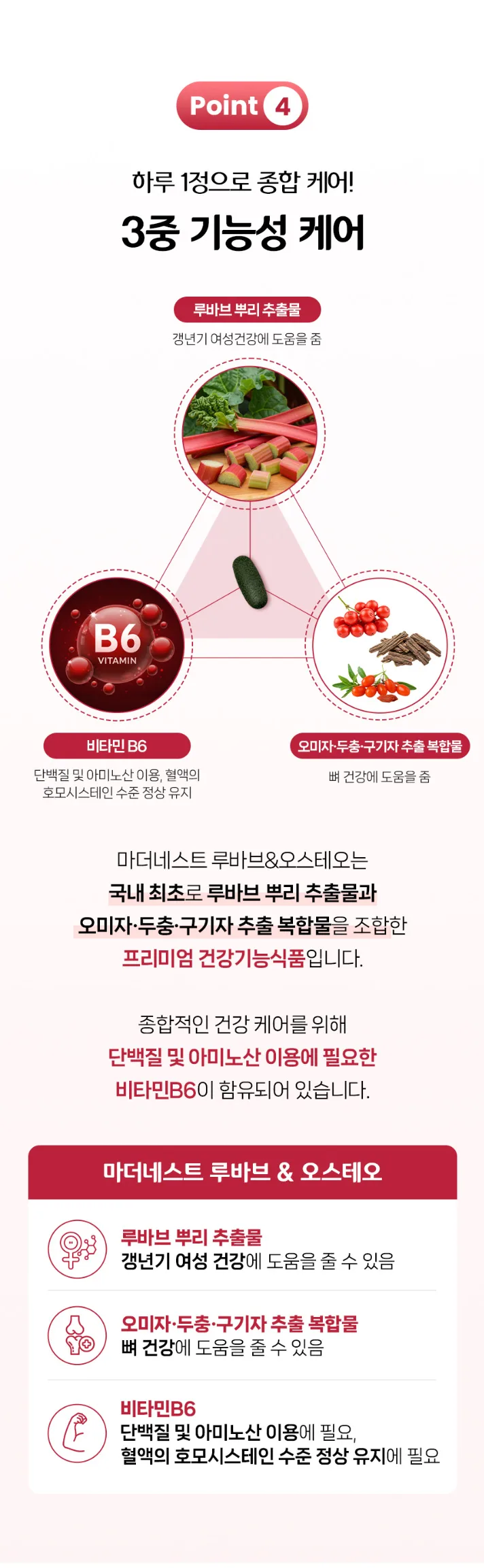 상품코드 : MN007 [마더네스트] 루바브 & 오스테오 여성 갱년기 개별인정형 영양제 30정