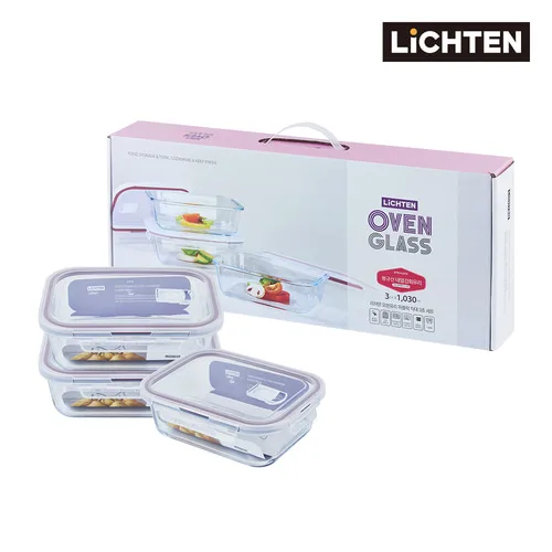 [리히텐] 퍼플락 오븐밀폐 3조 (1030ml*3EA)