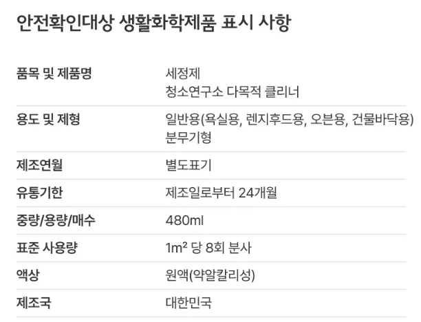 청소연구소 다목적 클리너 480ml