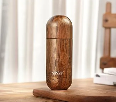 [아소부] 스텐 진공 보온보냉 텀블러 420ml 오브 우드