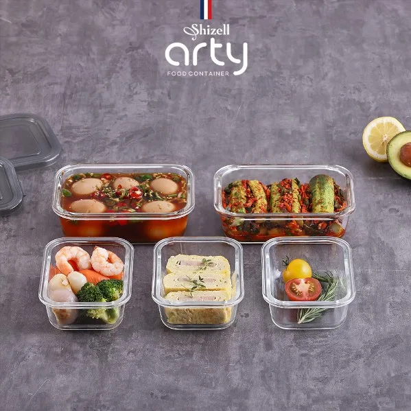 [쉬젤] 아티 내열용기 직사각5종세트 (직사각400ml*3ea+640ml*2ea)