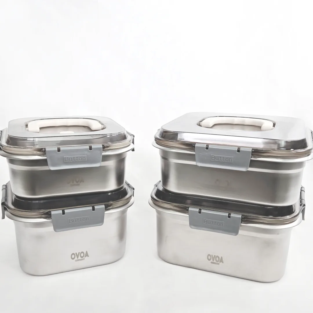 [오보아] 스텐304 만능저장고 밀폐용기세트 3000ml+4000ml