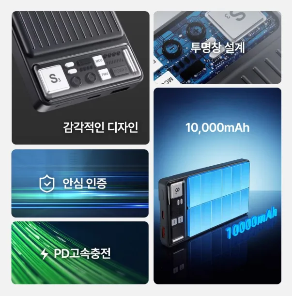 상품코드 : H3926 [에스모도] 851 22.5W 고속충전 슬림형 보조배터리 10,000mAh (SMODO-851)