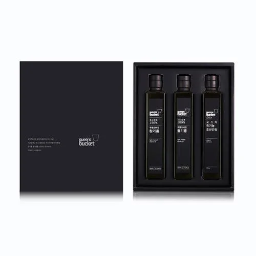 [쿠엔즈버킷] 참기름 x 들기름 x 조선간장 200ml 3종세트 + 쇼핑백 (백화점 판매용)