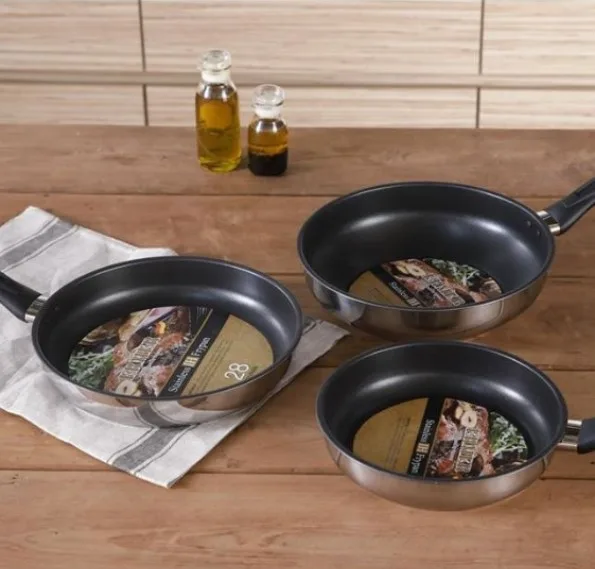 [리빙아트] 에머 스텐레스 IH 후라이팬 3종(코팅)(24cm팬 + 28cm팬 + 28cm 궁중팬)
