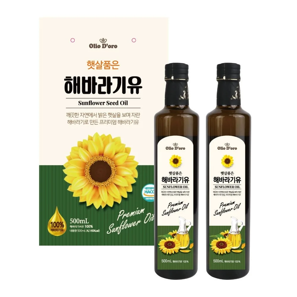 [웰크리] 햇살품은 해바라기씨유 (유리) 500ml 2p