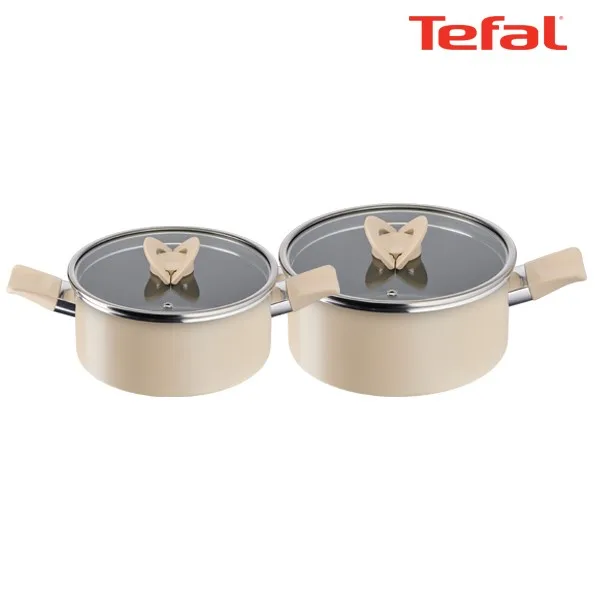 [테팔] 팬&냄비 인덕션 블라썸 베이지 2종세트 (양수냄비 20cm + 전골냄비 24cm)