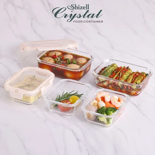 [쉬젤] 크리스탈 내열밀폐용기 직사각5종세트 (직사각400ml*3ea+640ml*2ea)