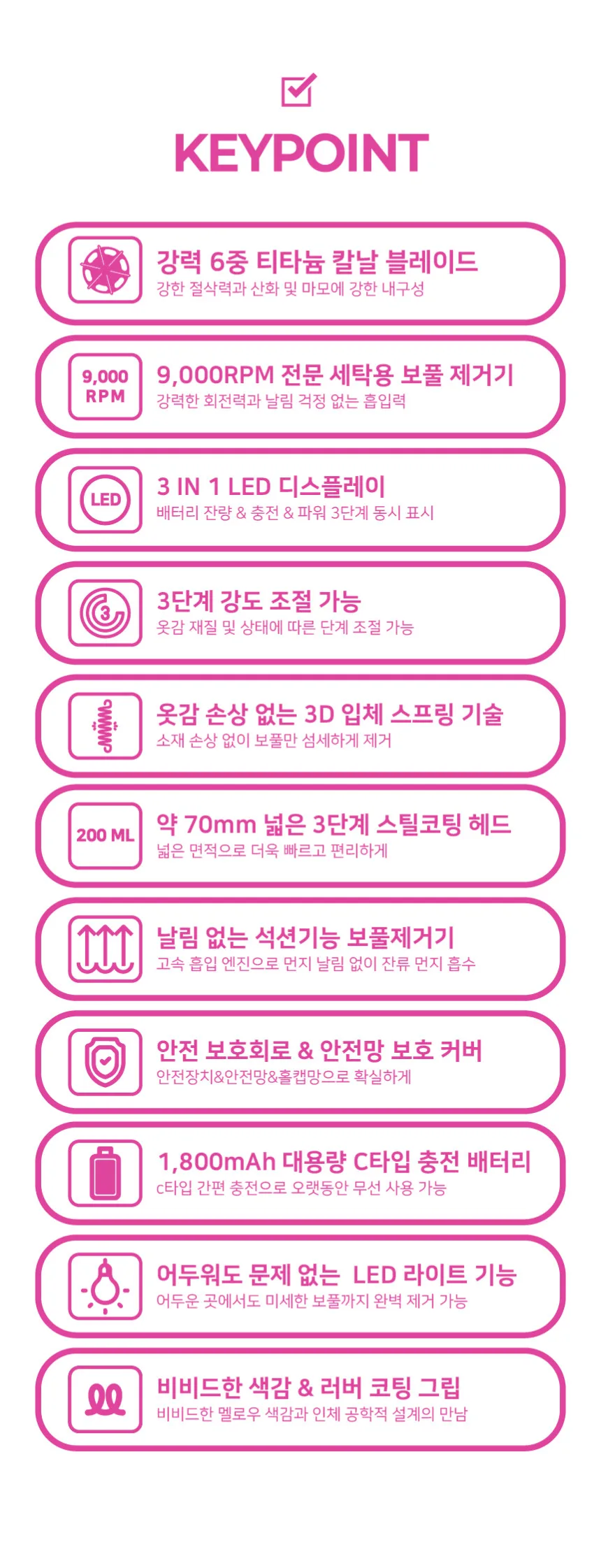 상품코드 : SM048 데코아르 멜로우 비비드 티타늄 보풀제거기(전문가/세탁소용)