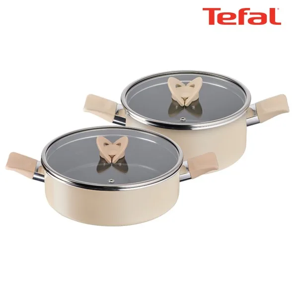 [테팔] 팬&냄비 인덕션 블라썸 베이지 2종세트 (편수냄비 18cm + 양수냄비 24cm)