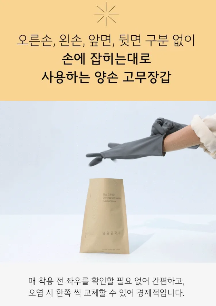 생활공작소 양손형 라텍스 고무장갑 M 그레이 3입(6개)