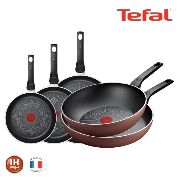 [테팔] 팬&냄비 PTFE IH 뉴 셰프터치 5종세트 (프라이팬 20cm+24cm+28cm+30cm+볶음팬 28cm)NCT_FP20_24_28_30_WP28