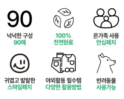 상품코드 : MMK003 무무키토 모기기피 스마일 썸머패치 90매입