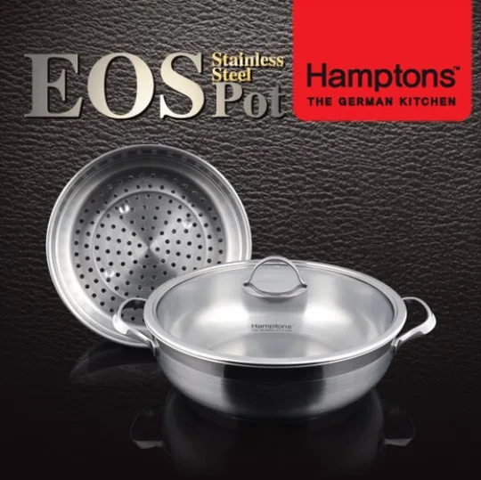 [햄튼] EOS 인덕션 3중 바닥 냄비 28CM(궁중전골)+28CM(찜기) (HEOS-28PS)
