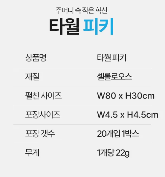 피키 여행용 휴대용 다용도 압축수건 20개입 1세트