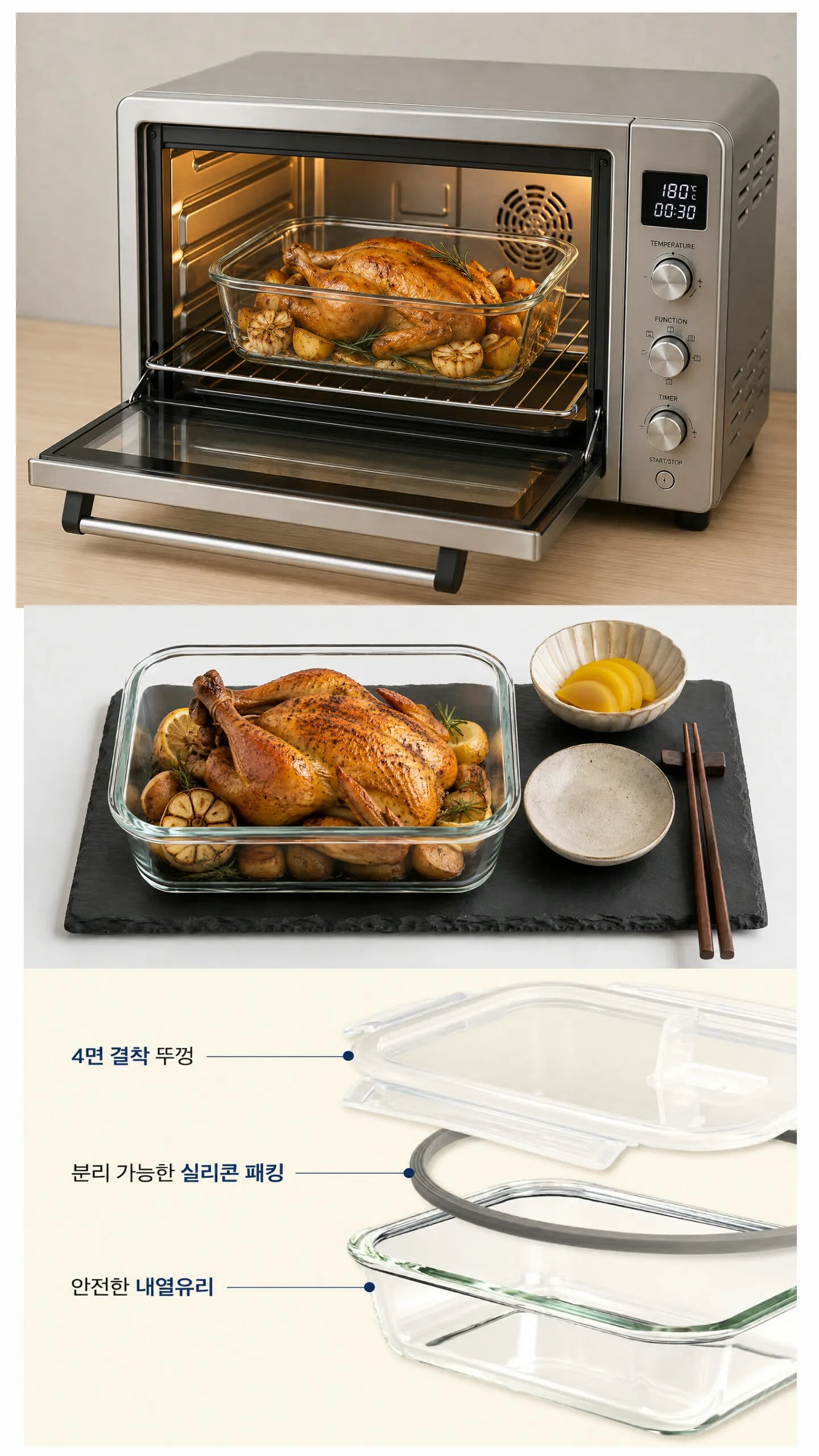 밀튼 이지 오븐 글라스 대용량 3조 세트 사진 2