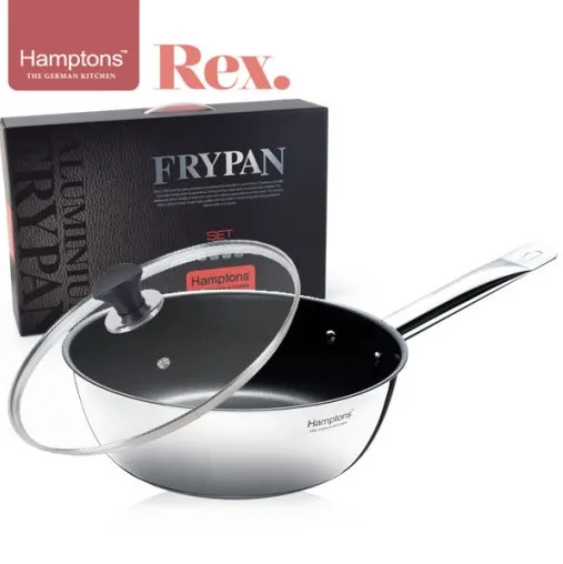 [햄튼] 렉스 스텐 인덕션 코팅 세프팬24CM(HTRF-24W)+유리뚜껑