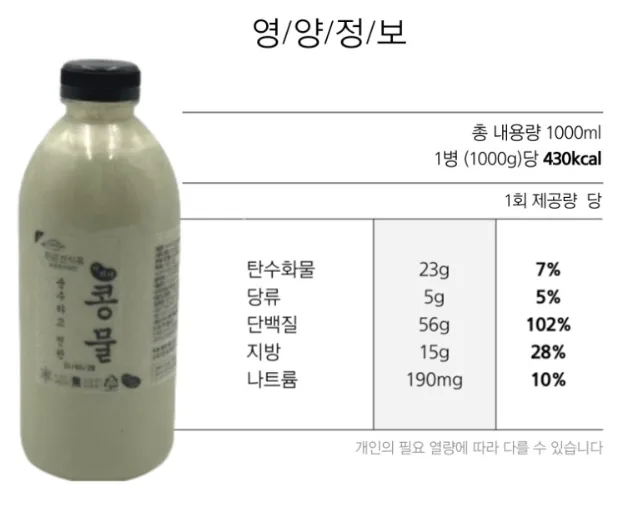 순수하고 진한 순진콩물 1L (백태, 우뭇, 서리태)