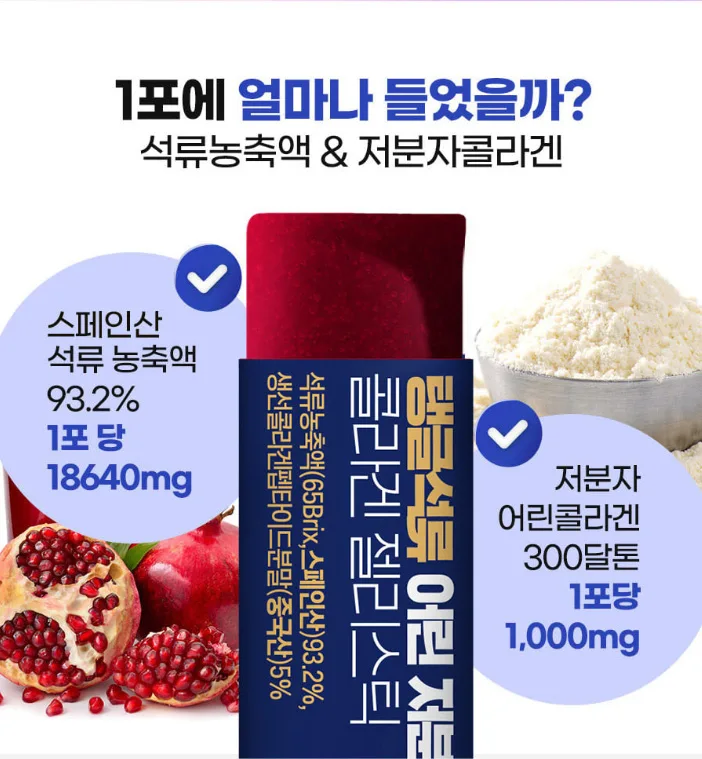 상품코드 : CND005 탱글석류 어린 저분자 콜라겐 젤리스틱 20gx50포