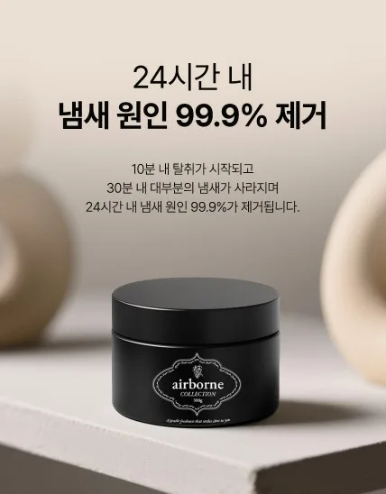 <30분 내 99% 탈취> 에어본 고체 실내용 탈취제 블랙 300g