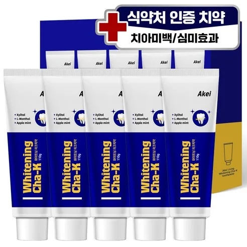 [아케이] 리빙 화이트닝차크치약(5S) 110g x 5개입