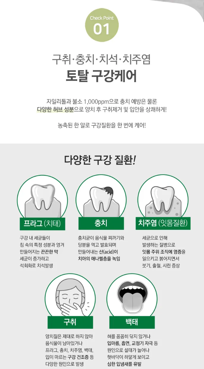 상품코드 : BE001 [비긴에코] 덴탈허브 고체치약 40정 / 여행&휴대추천
