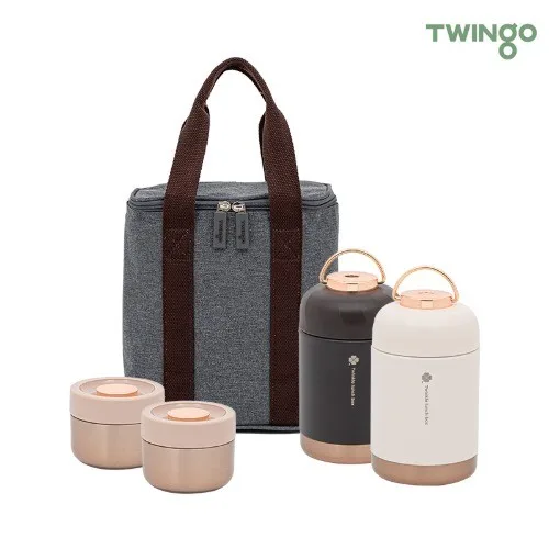 [트윙고] 뉴트윙클 죽통 보온도시락 1540ml-4종세트 (죽통450ml 2개+찬통2개+ 보관가방)