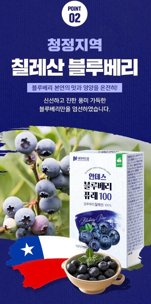 안데스 블루베리 퓨레100 20g 14포 1박스
