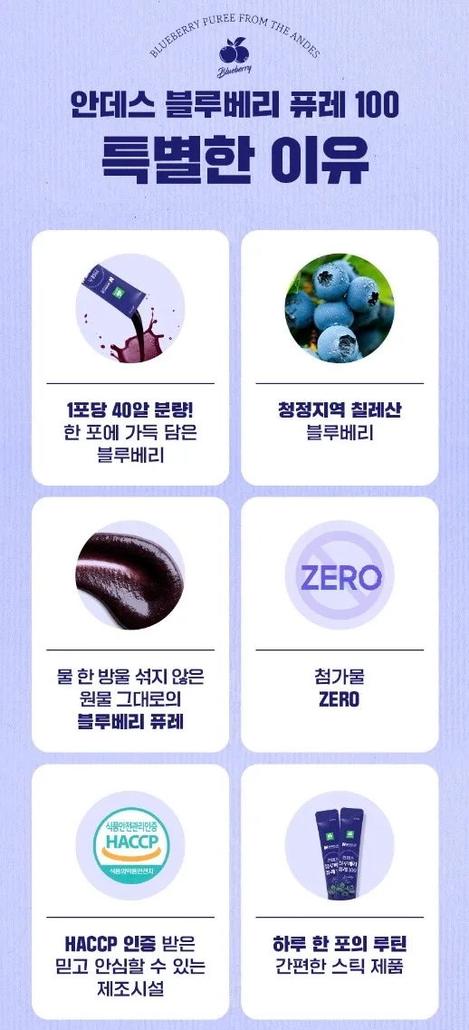 안데스 블루베리 퓨레100 20g 14포 1박스