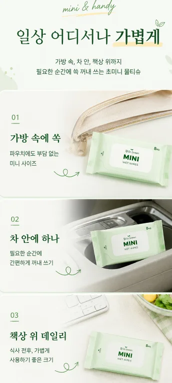 상품코드 : HAS061 닥터그린 미니 물티슈 8매입 6팩