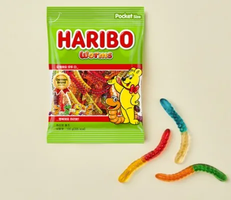 상품코드 : K652 하리보 웜즈 지렁이 모양 젤리 100g