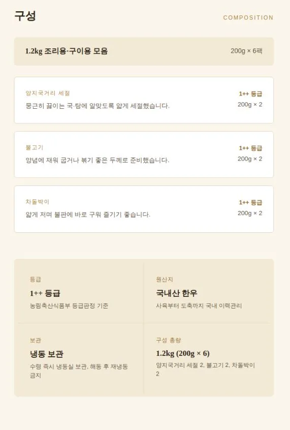 명우관 한우 1++ 선물세트 (2번세트)