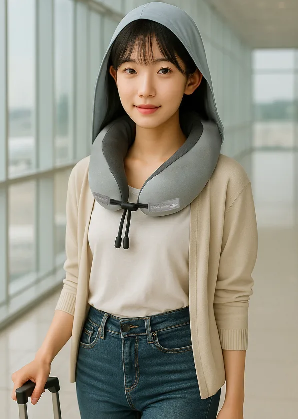 달잠 에르넥 스윗드림 낮잠용 여행용 목베개 (후드형)