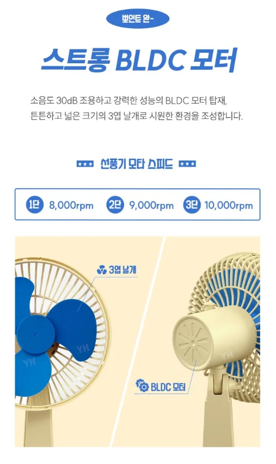 상품코드 : H3932 [엑스트라] 블루스톰 F25 레트로 BLDC 탁상용 무선 미니 선풍기