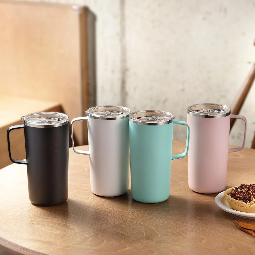 [아소부] 세라믹 스텐 진공 보온보냉 타워 머그 600ml
