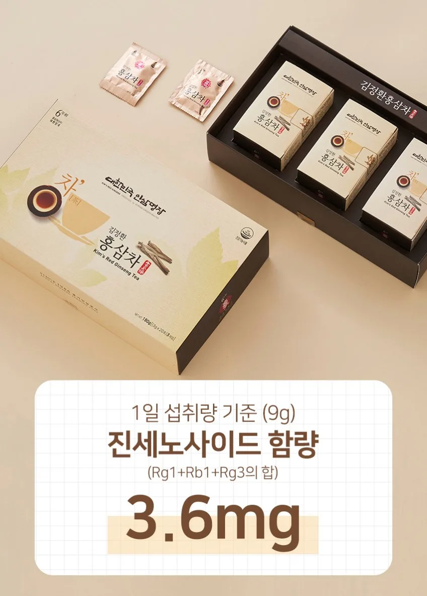 상품코드 : KJH007 김정환 과립형 6년근 홍삼차 60포 (쇼핑백포함)