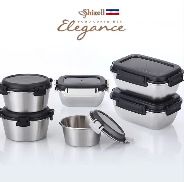 [쉬젤] 엘레강스 푸드컨테이너 종합6종세트 (원형 350ml-1EA / 550ml-2EA 사각 550ml-1EA / 850ml-2EA)
