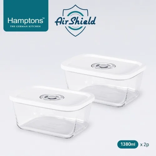 [햄튼] 에어실드 원터치 진공 밀폐용기세트(4P)-C (1380ml*2) (HT-ASV-4P-C)