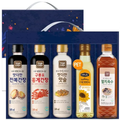 [탑셰프] 정성나눔5종세트(전복간장,홍게간장,맛술,해바라기유,멸치육수)