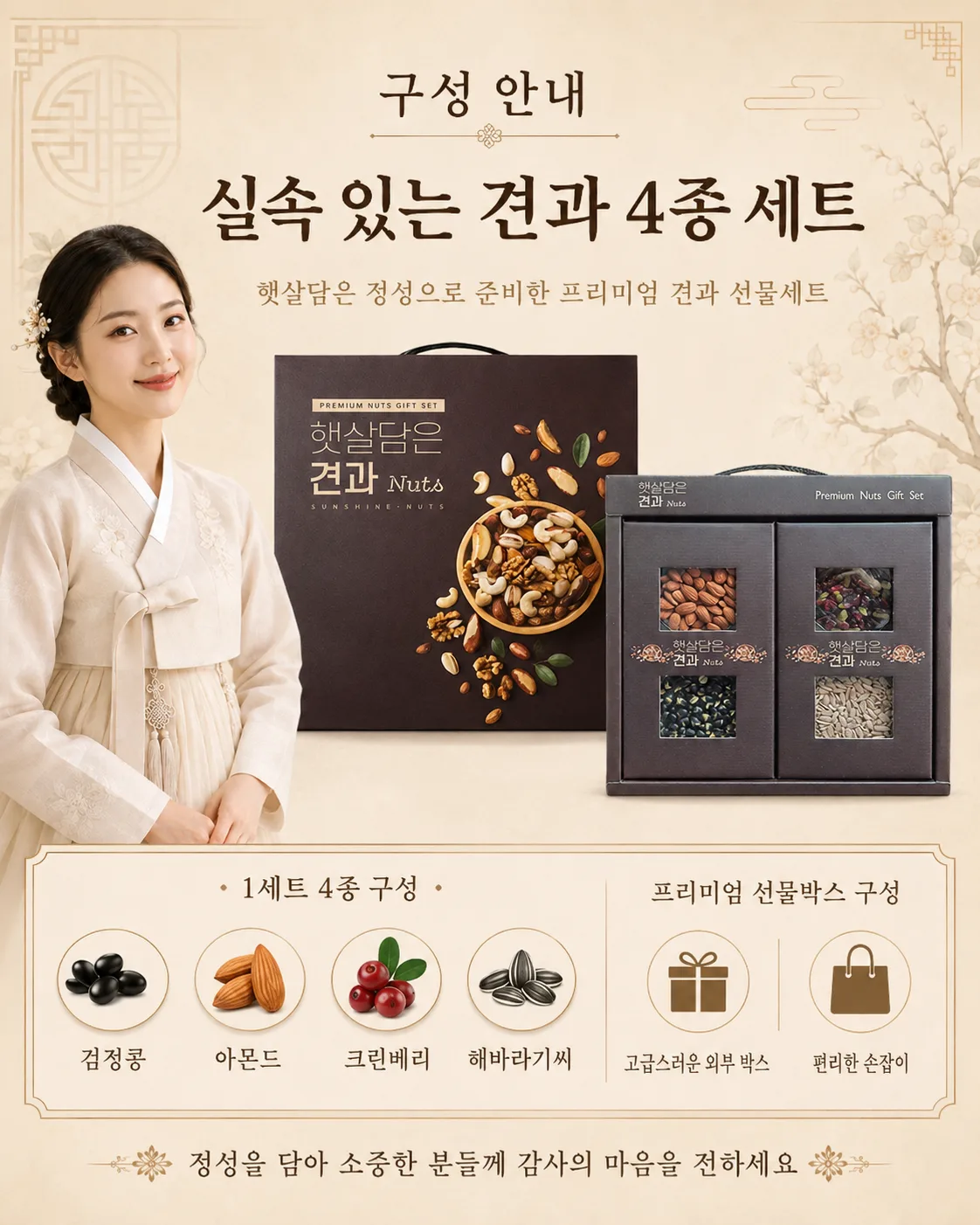 상품코드 : HAS079 햇살담은 실속견과 4종 선물세트