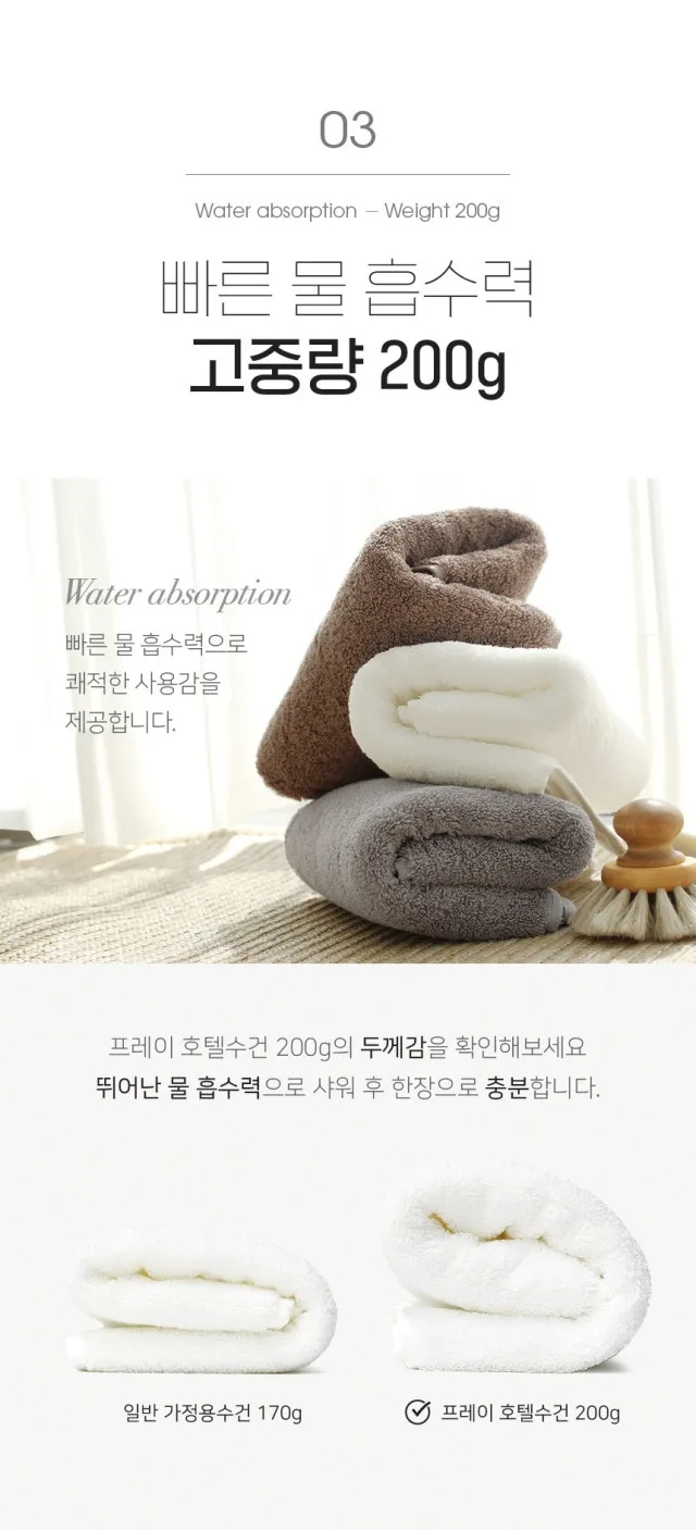 상품코드 : TT003 타월톡톡 100%국내생산 호텔수건 코마사 40수 200g (낱개발주용)