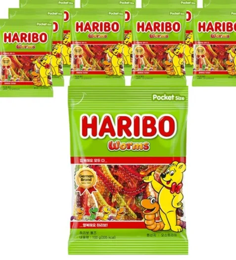 하리보 웜즈 지렁이 모양 젤리 100g (카톤발주용) 사진 2